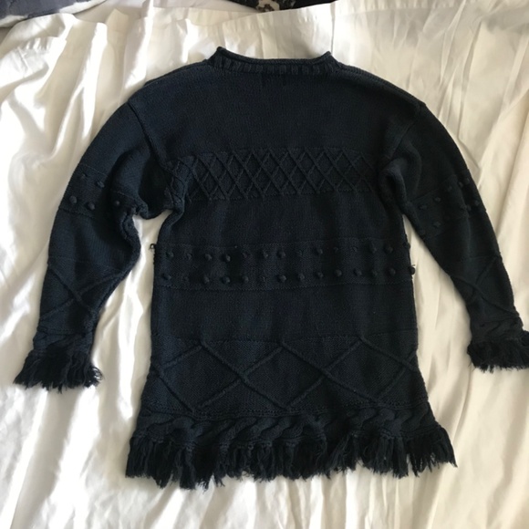 Vintage knit elegant fitted sweater fringe braid - Picture 3 of 6